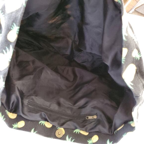 Large Pineapple Print Canvas Tote Bag Lined - Picture 8 of 8